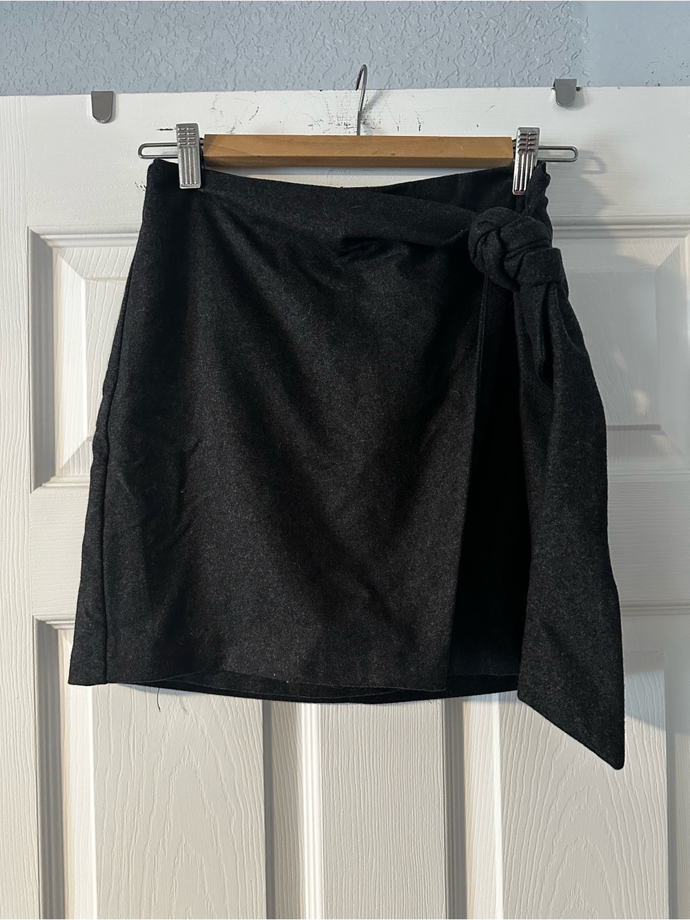 Wilfred Black Wrap Mini Skirt with Side Knot